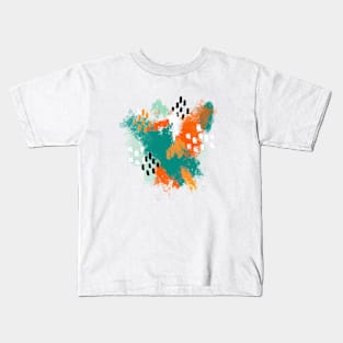 Grunge Brush Strokes in Orange + Teal Kids T-Shirt